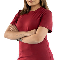 Close-up of Supima Cotton fabric – ultra-soft, breathable texture in Ruby Dusk.