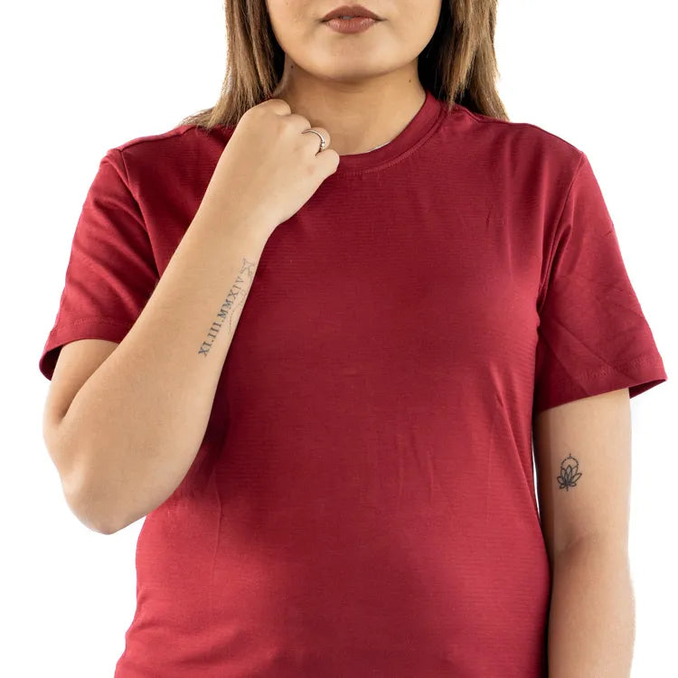 Close-up of Supima Cotton fabric – ultra-soft, breathable texture in Ruby Dusk.